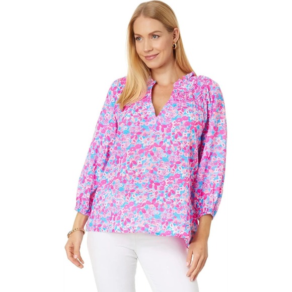 Lilly Pulitzer Tops - Lilly Pulitzer Lourdes 3/4 Sleeve Cotton in Pink Baby Bloomer Size XL